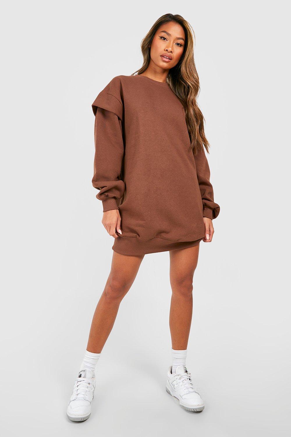 Boohoo Oversized Trui Jurk, Chocolate