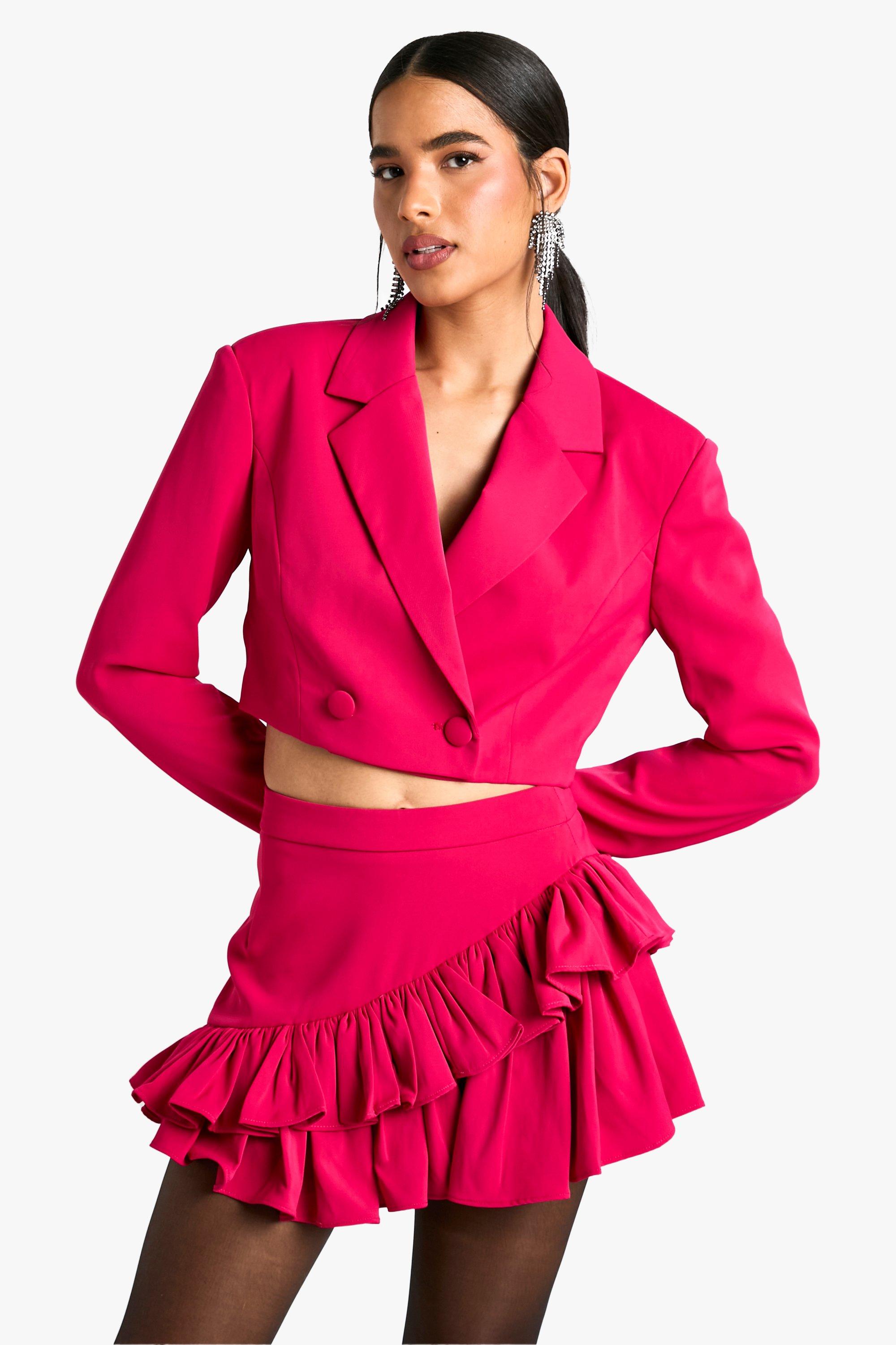 Boohoo Getailleerde Korte Blazer, Raspberry