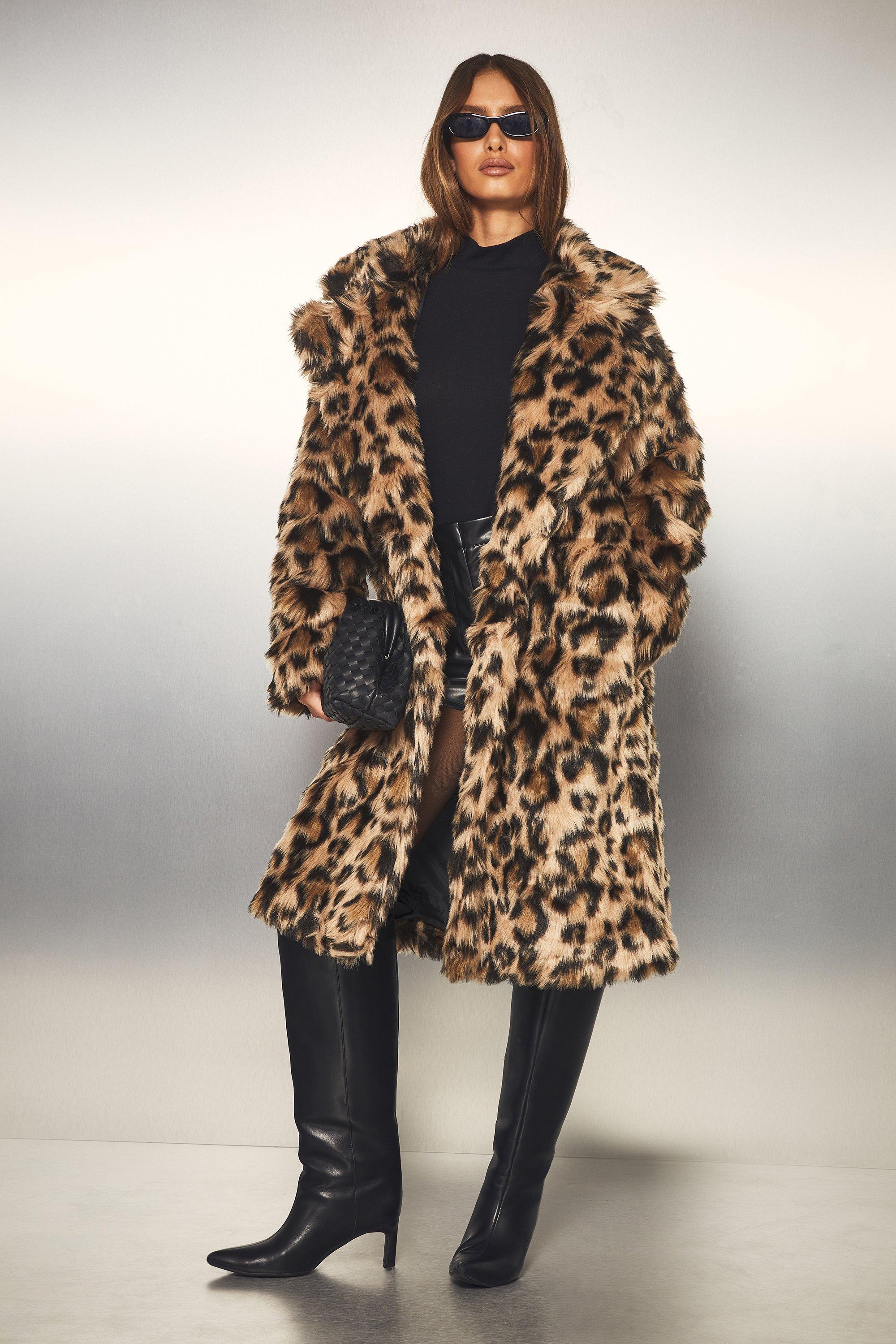 Boohoo Tall Luipaardprint Faux Fur Jas, Animal