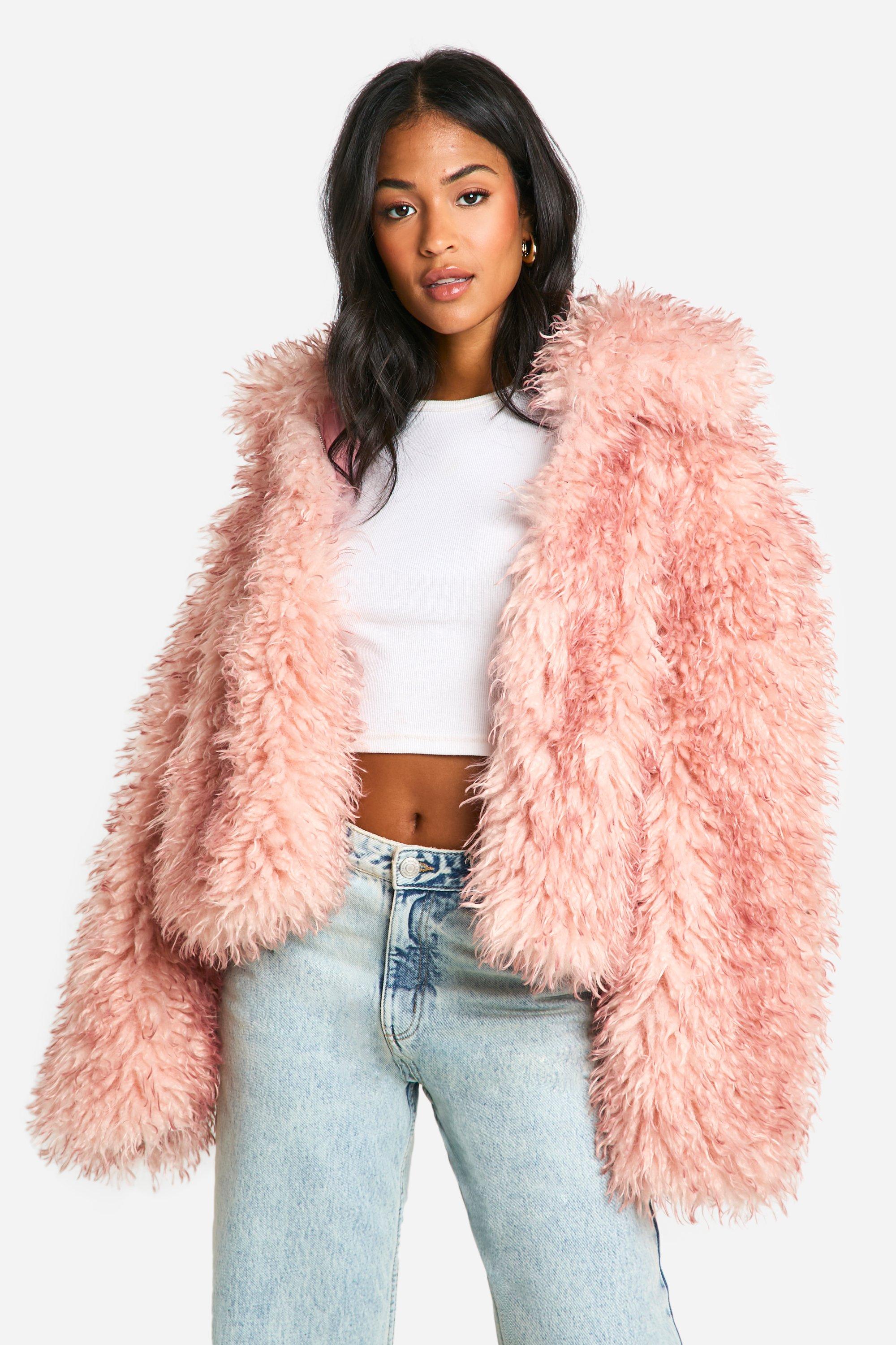 Boohoo Tall Faux Fur Jas, Pink