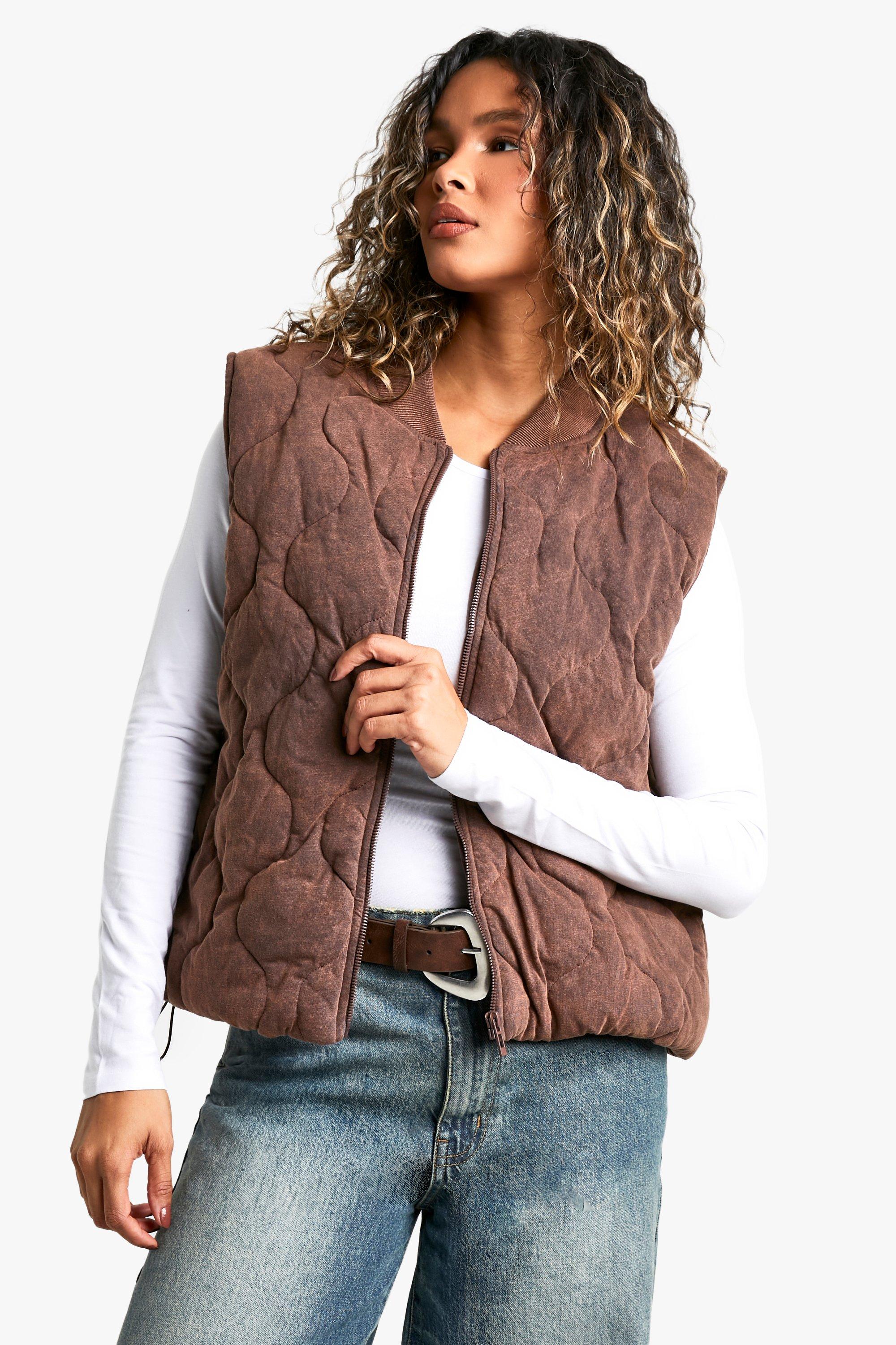 Boohoo Gebleekte Bodywarmer, Chocolate