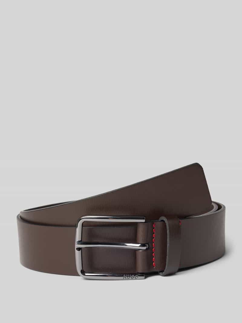 HUGO Leren riem met label in reliëf, model 'Gerik'