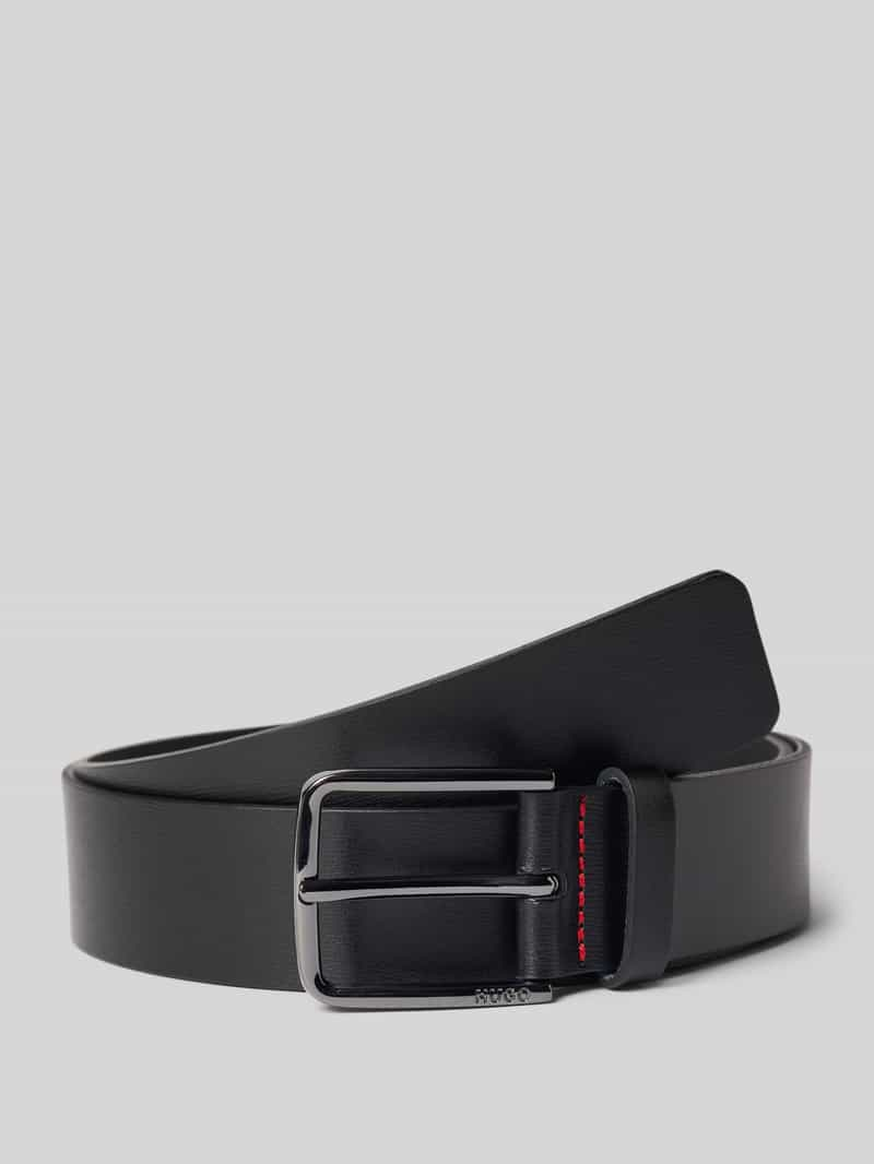 HUGO Leren riem met label in reliëf, model 'Gerik'