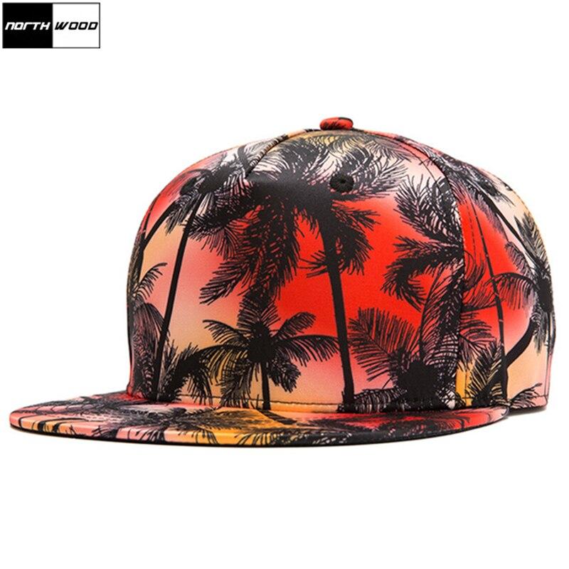 Northwood 2 Kleuren Hip Hop Hoeden Print Snapback Hip-Hop Cap Mannen Vrouwen Baseball Caps Outdoor Strand Zonnehoed 55-60 cm rood