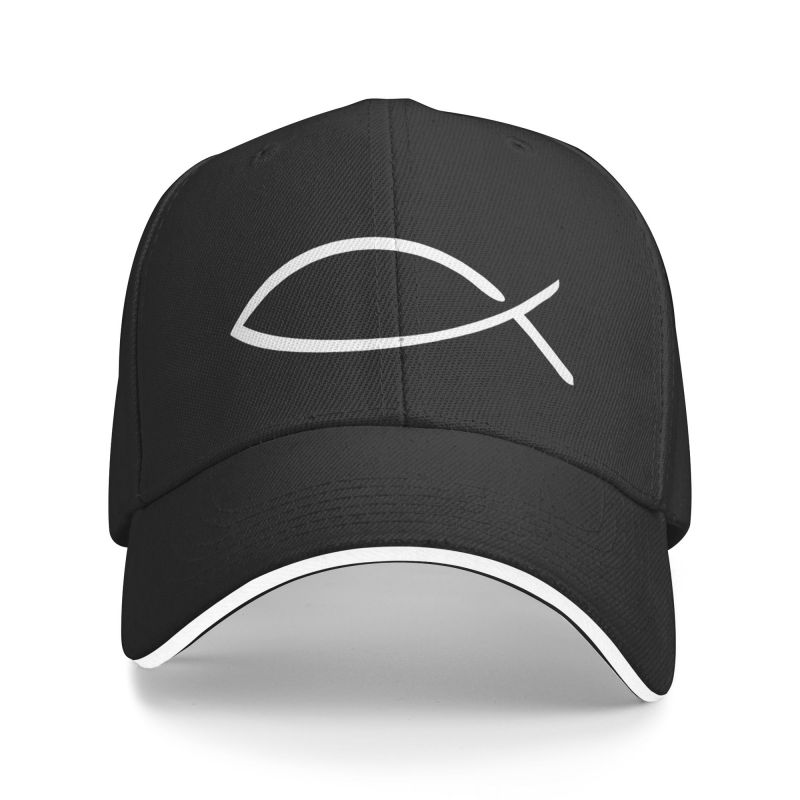 91530102MAC2AA7079 Klassieke Jesus Fish Baseball Cap Dames Unisex Op maat verstelbare Unisex Christian Dad Hat Lente Baseball Cap