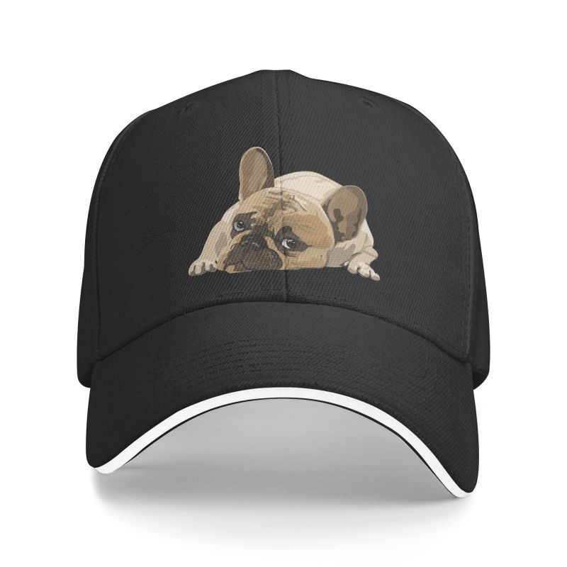 91530102MAC2AA7079 Coole schattige Franse Bulldog-honkbalpet voor unisex vrouwen, gepersonaliseerde verstelbare volwassen vaderhoed buiten Baseball Cap