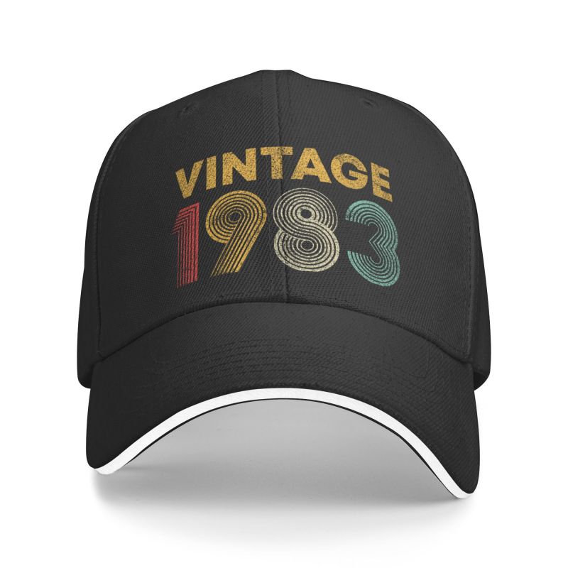 91530102MAC2AA7079 Aangepaste Vintage 1983 Baseball Cap voor Unisex Vrouwen Ademend 39 Jaar Oud Geboren in 1983 39e Verjaardag Papa Hoed Outdoor Baseball Cap