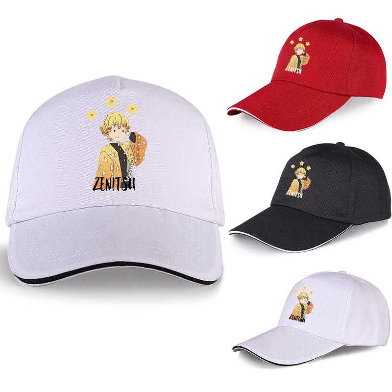 91530102MAC2AA7079 Zenitsu Anime Demon Slayer Baseball Cap Cartoon Zonnescherm Zonnebrandcrème Kimetsu Geen Yaiba Hoed Japanse Stijl