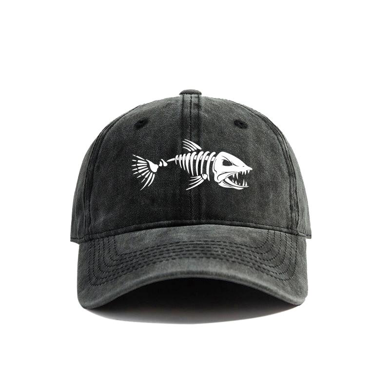 91530102MAC1XWP06K Fishbone Baseball Cap Zomer Verontruste Papa Hoeden Unisex Outdoor Vissen Skelet Visgraten Caps MZ-496