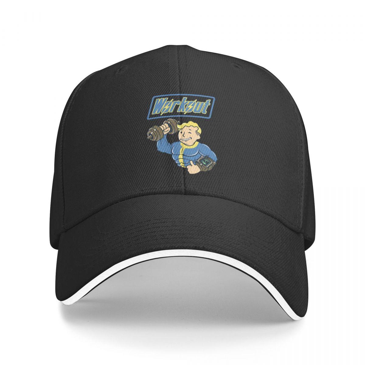 91460000MABYFHJN57 Workout Til' You Fallout Fallout Vault Boy Game Unisex Baseball Caps Pet Zonnescherm Winddichte Hoed one size