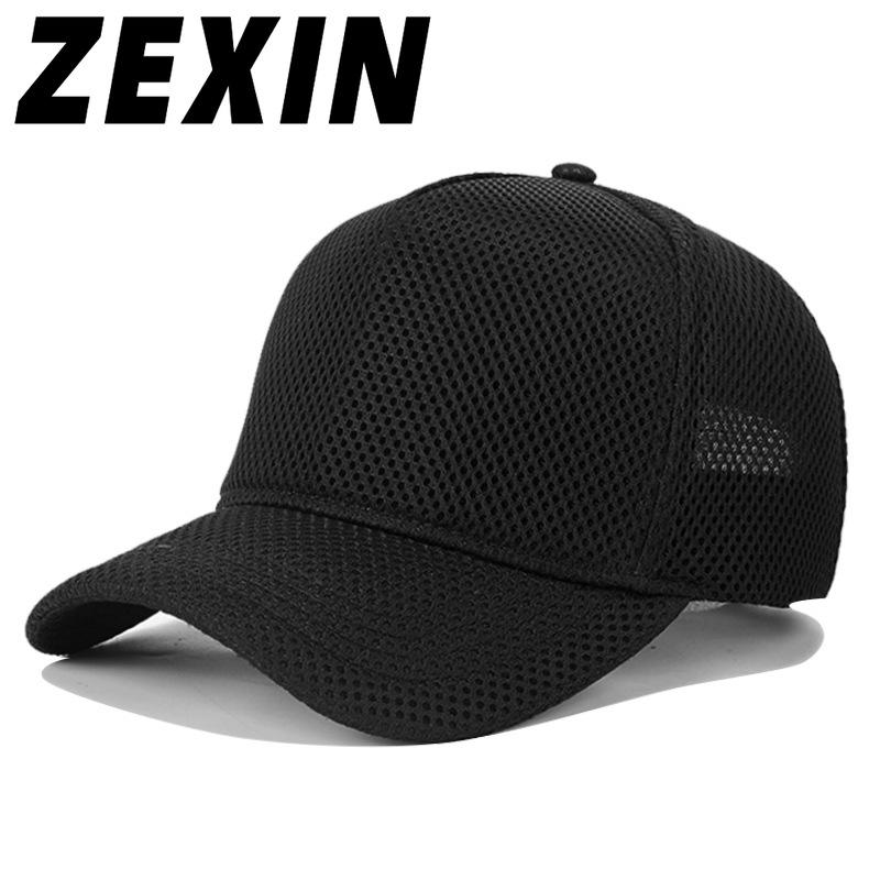 ZEXIN hoed Hoge baseballpet met dunne sectie, zonnebrandcrème voor buiten, volledige mesh, ademend, grote hoofdomtrek, eendentongdop 55-59cm zwart