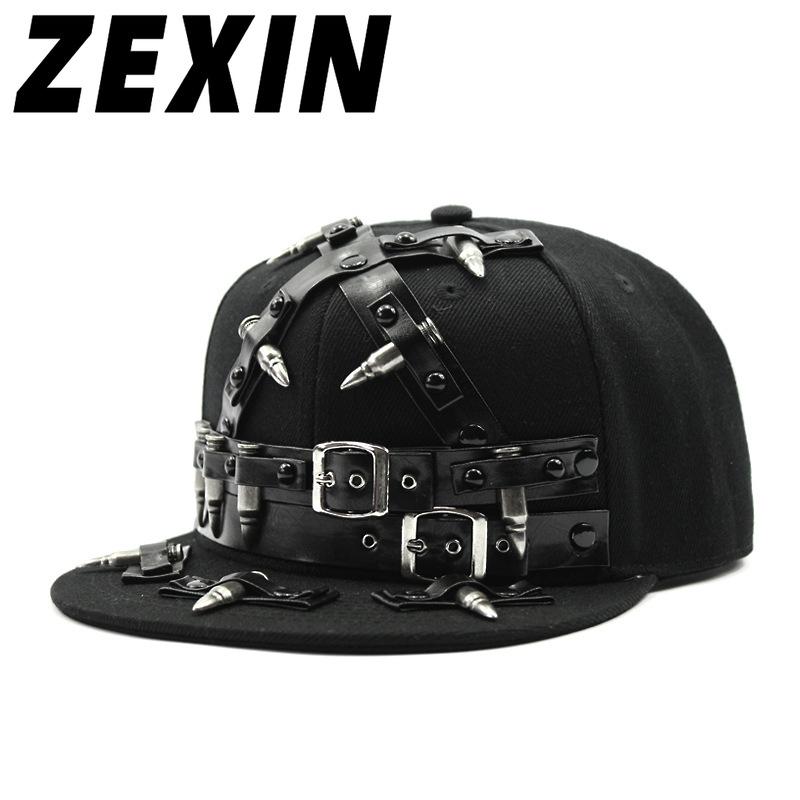 ZEXIN Metalen koperen slot Bullet Belt Buckle Duck Tongue Cap Europa en de Verenigde Staten Punk Wind Hip-hop Street Dance Plat langs de dop 56-60cm