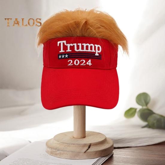 Vogue Wardrobe Trump 2024 hoed met haar Keep America Great Again Pruikhoed Geborduurde Trump Letter Amerikaanse vlaghoed Verstelbare honkbalhoed rood