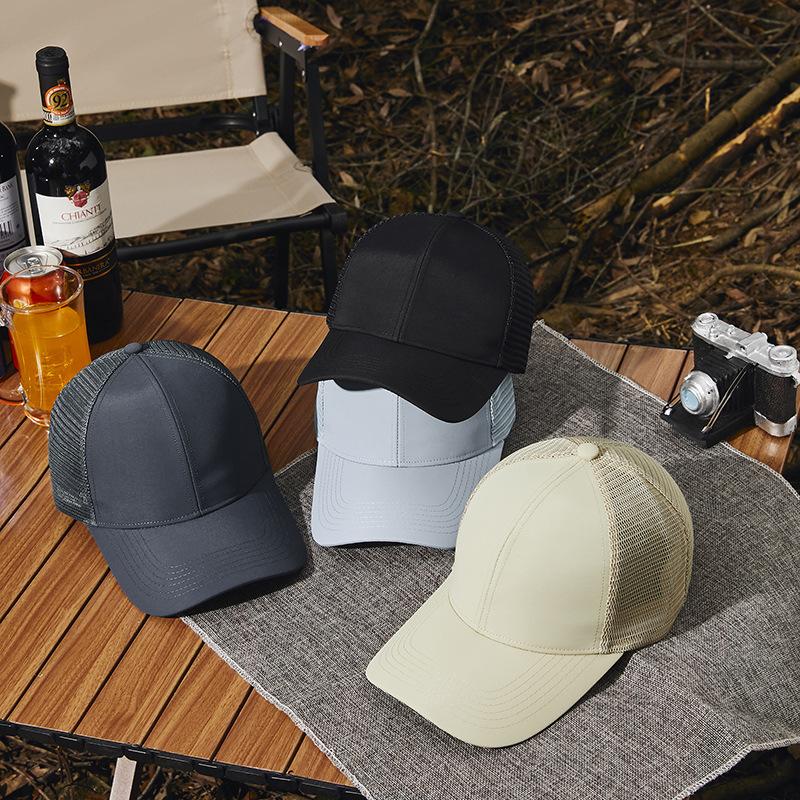 Fashion human Spring and summer waterproof sun hat men and women sunshade baseball cap quick-drying mesh hat fishing sun hat M（56-59cm） zwart