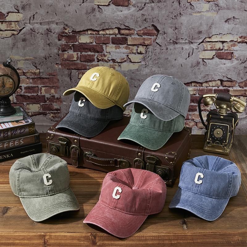 Fashion human Widen and deepen the big head circumference washed hat female do old literary duck tongue cap retro washed baseball cap male M（56-59cm） zwart