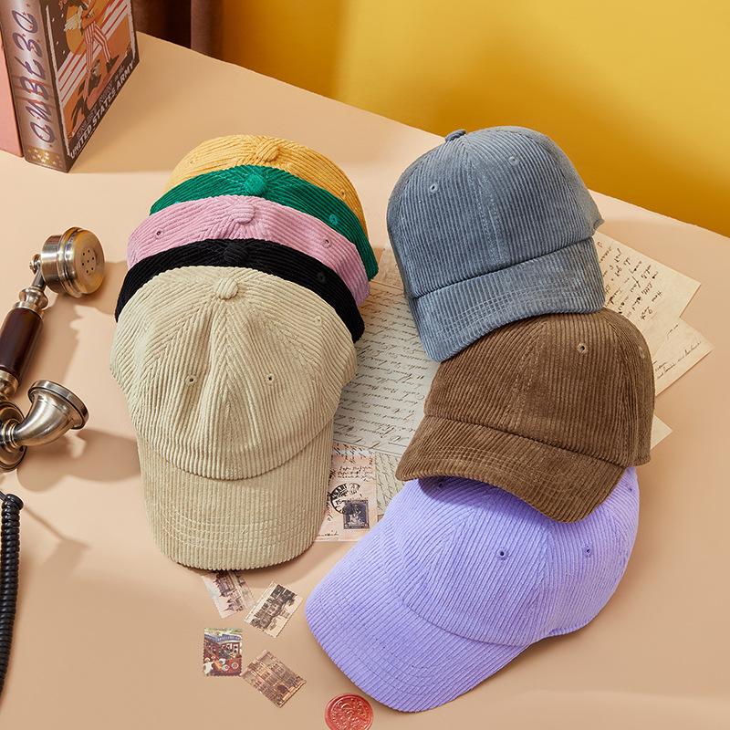 Fashion human New corduroy baseball cap ladies soft top outdoor hat men duck tongue cap geel