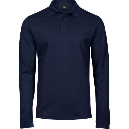 Tee Jays Heren luxe stretch poloshirt met lange mouwen S zwart