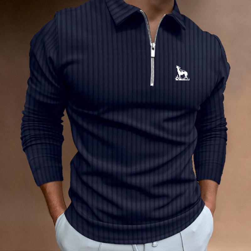 Bengbukulun Mode Mannen Casual Lange Mouw Rits Poloshirt Mannen Revers Sneldrogend Poloshirt. S