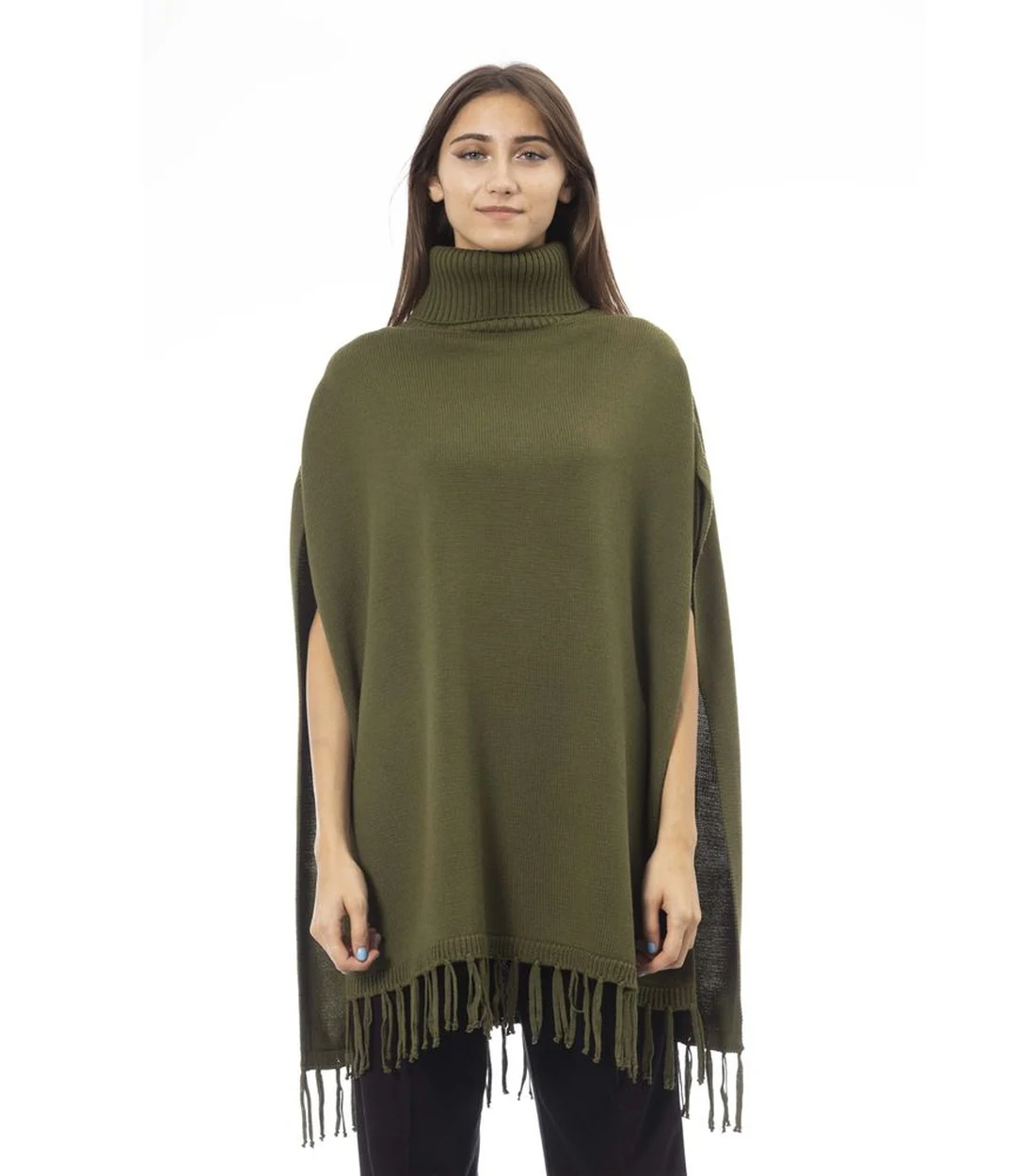 Alpha Studio Wol turtleneck poncho van