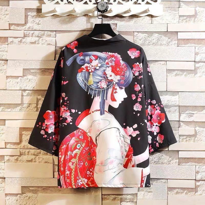 Cloth W Japanse stijl Samurai Kimono Streetwear Heren Cardigan Japan Harajuku Anime Robe Anime Kleding S veelkleurig