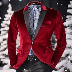 Light in the box herenfeest kerst fluwelen blazer kerstcadeaus gevoerd kerst elegant winter lente herfst fluweel effen kleur zak enkelrijs eenknoops blazer zwart wit rood blauw