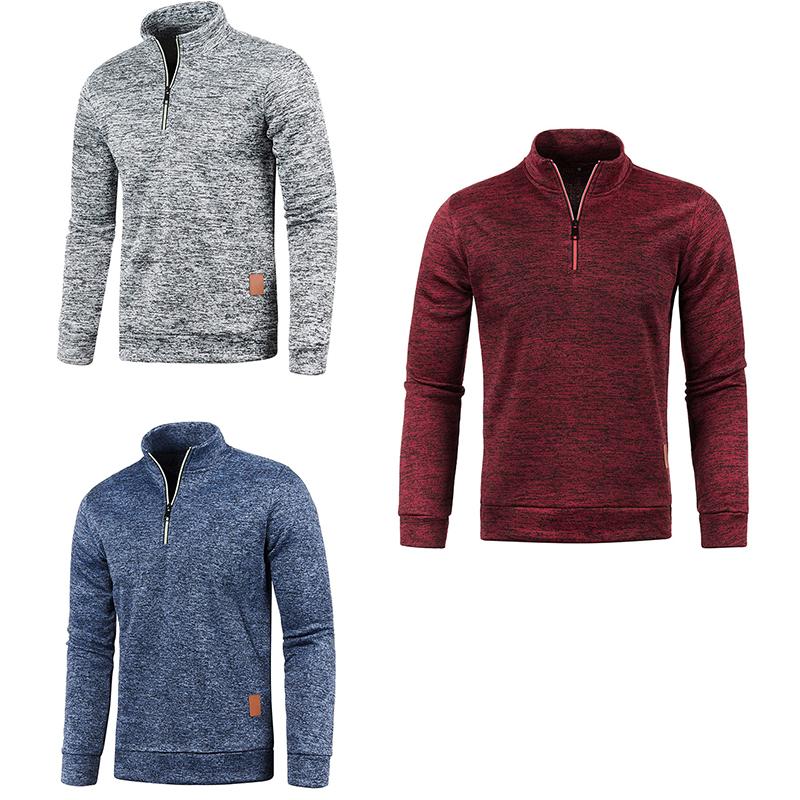 TUVBNRD24 Nieuwe Herfst Winter Heren Sweatshirts Casual Trui Heren Warme Tops Man Slanke Opstaande Kraag Truien Mannelijke Jassen Half Zip sweatshirst Yasheng M zwart