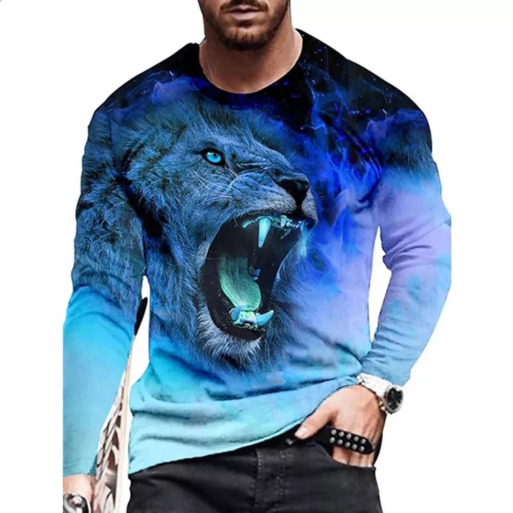 ETST WENDY 05 nieuwe Europese en Amerikaanse heren casual 3D wolf print T-shirt straattrend 3D printen T-shirt met lange mouwen s-6x XL