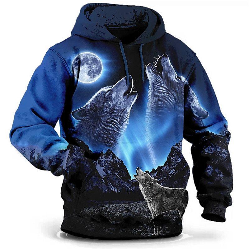 ETST 07 Sweatshirt met capuchon voor heren met capuchon Wolf Grafische T-shirt 3D Print Trui Oversized herenkleding Tops Mannelijke herfst streetwear M