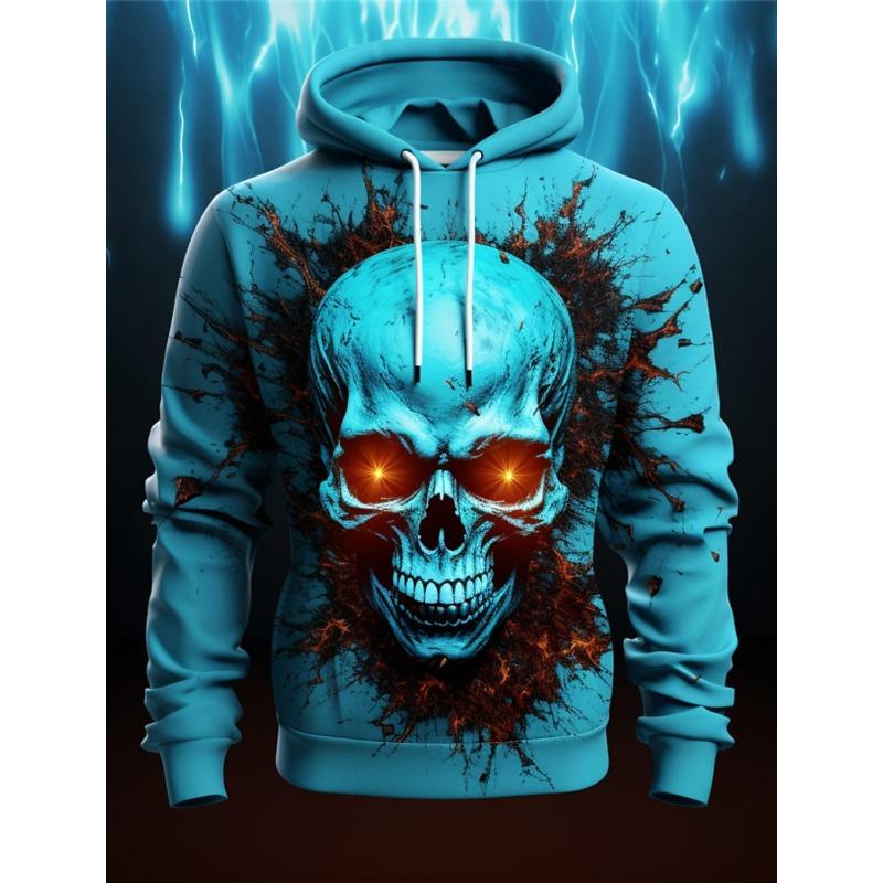 Bobby3 Grafische Vlam Schedel Herenmode 3D-print Hoodie Hoodies Lange mouw Capuchon Print Voorvak Lente & Herfst Hoodie Sweatshirt L