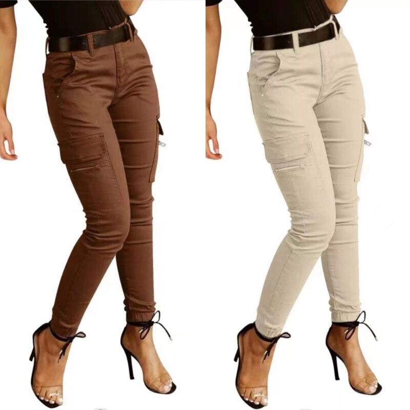 Best do it Lente Streetwear Broek Zomer Solid Slim Cargo Broek Broek Mode Vrouwen Joggers Pantalon Mujer Zakken Kleding 26211 S zwart