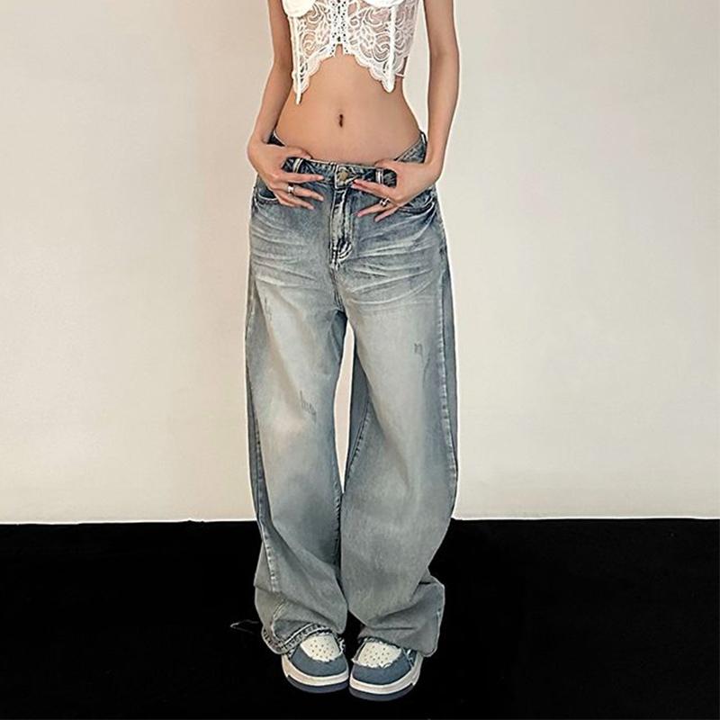 91360403MAC0B9TC6N Y2K Retro Baggy Jeans Vrouwen Vintage Streetwear Oversized Denim Broek Skinny Hippie Rechte Wijde Pijpen Broek Koreaanse Stijl L blauw