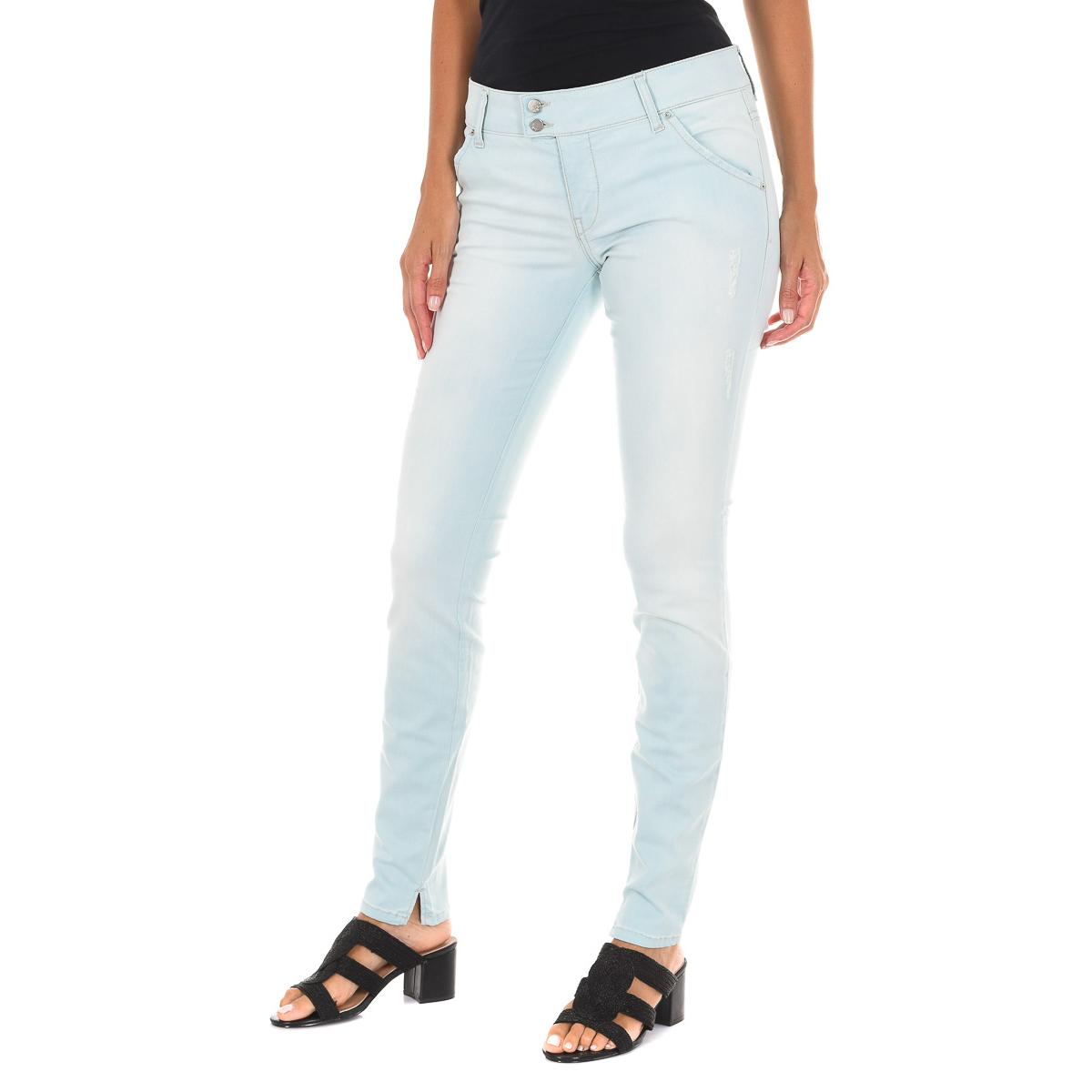 MET Pantalon Tejano Largo efecto gastado de tejido elástico 70DBF0552-G194 mujer 24-USA blauw