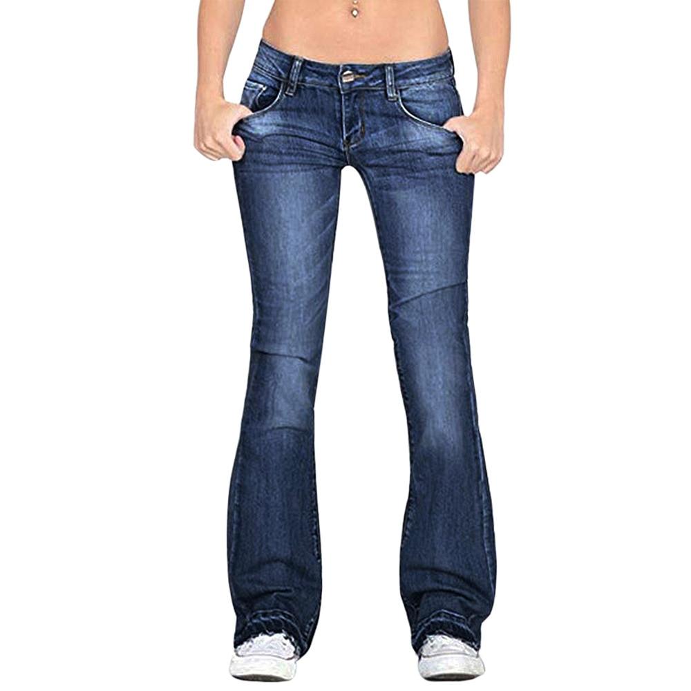 RR58LQ Nieuwe Dames Flare Jeans Slanke Denim Broek Vintage Bell Bottom Jeans Hoge Taille Broek Stretchy Wijde Pijpen Jeans L zwart