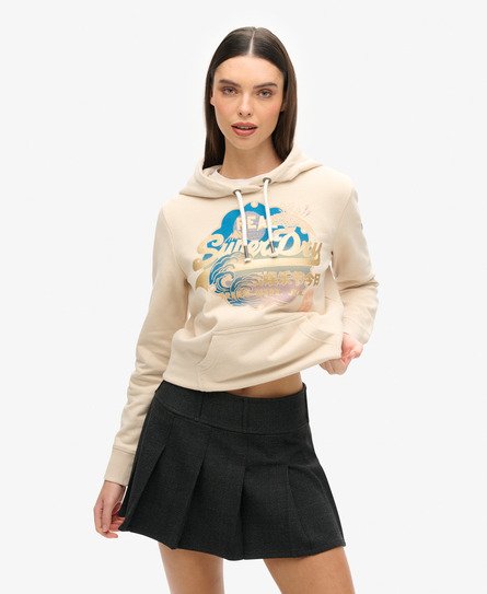 Superdry Vrouwen Itago Hoodie met Vintage Logo Crème