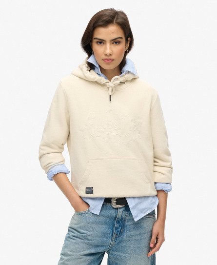 Superdry Vrouwen Premium Script Entry Hoodie Crème