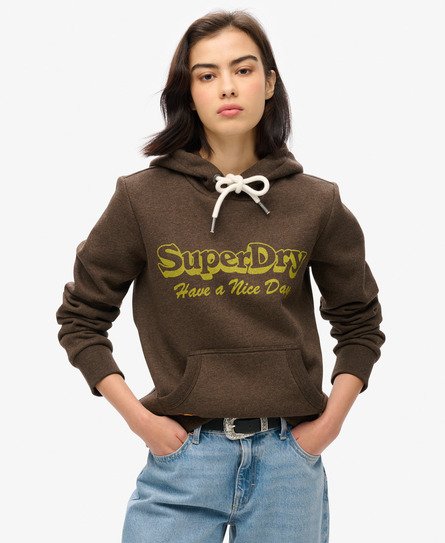 Superdry Vrouwen Archive Hoodie met Opdruk Bruin