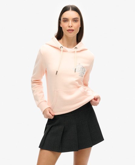 Superdry Vrouwen Athletic Hoodie met Metallic Logo Roze