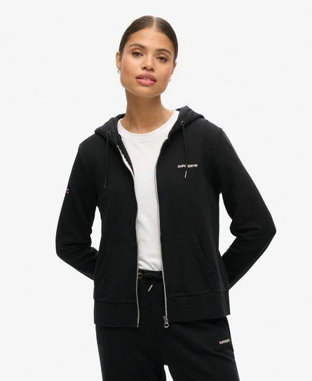 Superdry Vrouwen Effen Hoodie met Rits Zwart