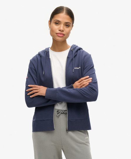 Superdry Vrouwen Effen Hoodie met Rits Blauw