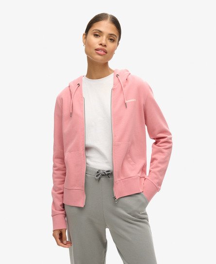 Superdry Vrouwen Effen Hoodie met Rits Roze