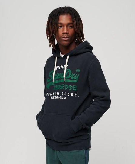 Superdry Mannen Premium Goods Hoodie Blauw