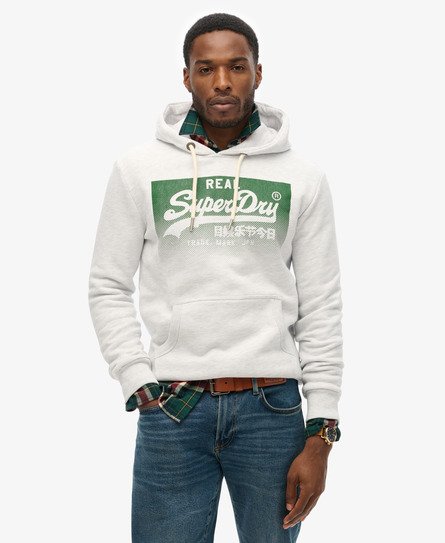 Superdry Mannen Vintage Box Gradient-hoodie Lichtgrijs