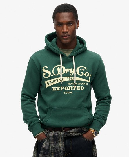 Superdry Mannen Classic Spirit Hoodie Groen