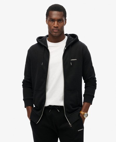 Superdry Mannen Effen Hoodie met Rits Zwart