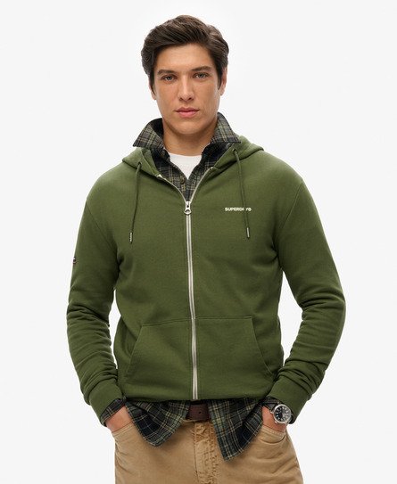 Superdry Mannen Effen Hoodie met Rits Groen