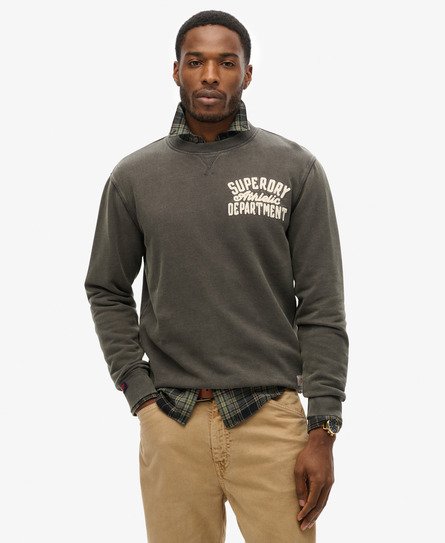 Superdry Mannen Vintage Athletic Sweatshirt met Ronde Hals Zwart