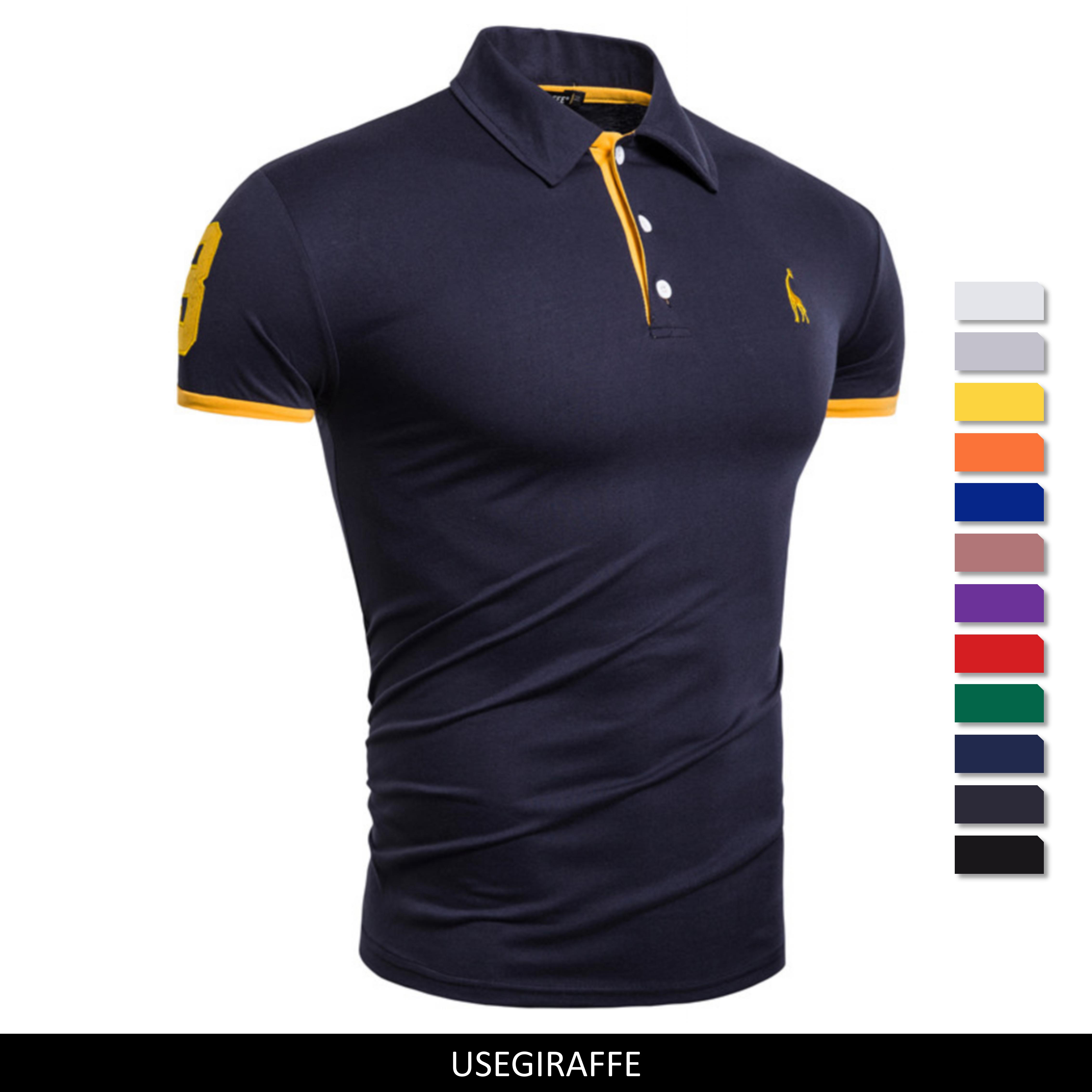 AIOPESON Men Fashion Usegiraffe Zomer Casual Polo Shirt Heren Mode Zelfontplooiing Polo Katoen Hoogwaardig Zakelijk Polo Shirt T-shirt Korte Mouwen S grijs