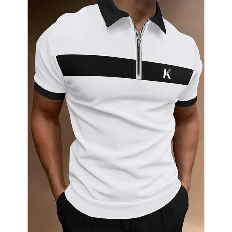 YuTong Fashion 2023 Nieuw trending mode 3D digitale print casual poloshirt, heren poloshirt met korte mouwen en rits. S marineblauwe kleur