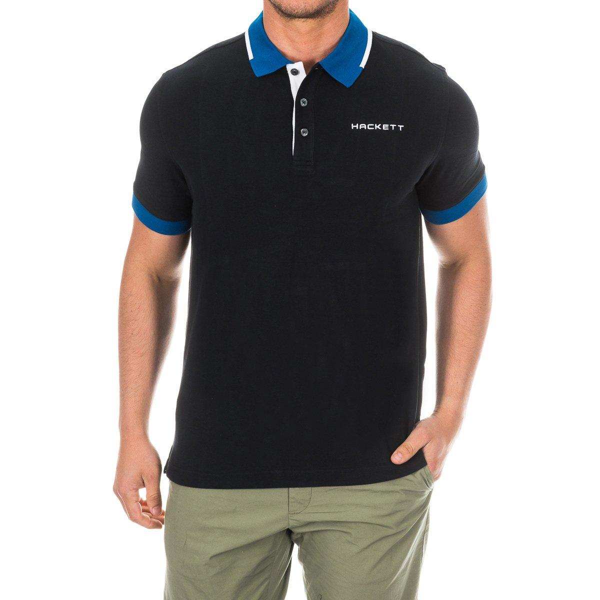 Hackett London Herenpoloshirt met korte mouwen en contrasterende reverskraag HMX1005D S