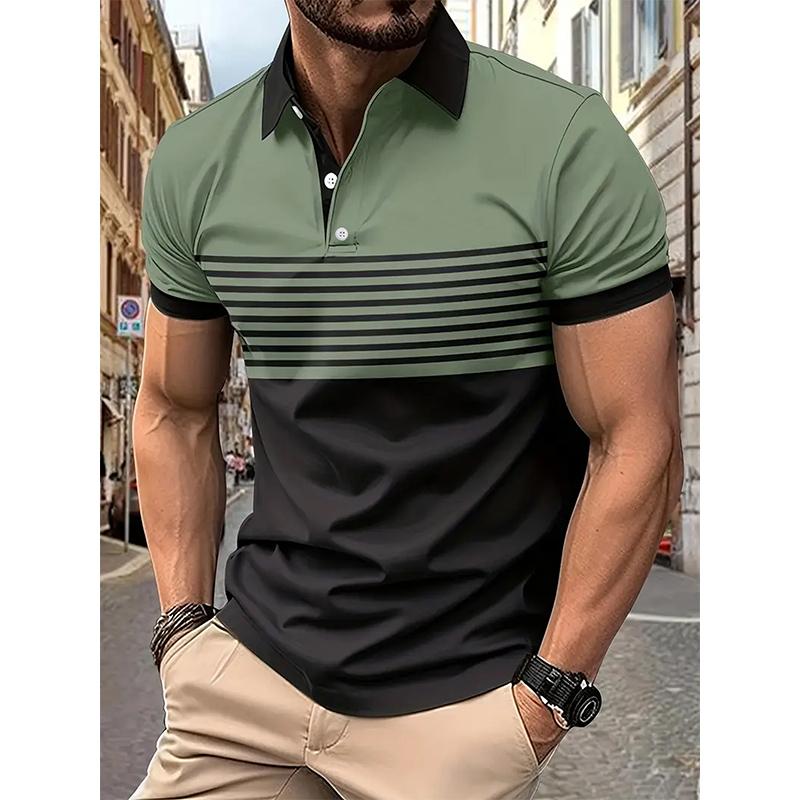 Haodingfushi 100% polyester heren zomer korte mouwen casual revers poloshirt, heren zakelijk poloshirt. S groen